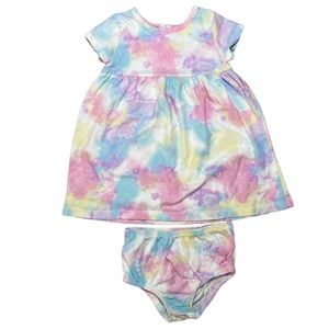 18M Wonder Nation Cotton Multi Tie Dye Dress with Bloomers